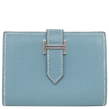 エルメス HERMES ベアン ブルージーン ヴォーエプソン カードケース シルバー金具 名刺入れ