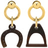 エルメス HERMES アミュレット エスケトル ブラウンXゴールド GP バッファローホーン ピアス 馬蹄 鐙