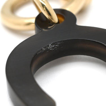 エルメス HERMES アミュレット エスケトル ブラウンXゴールド GP バッファローホーン ピアス 馬蹄 鐙