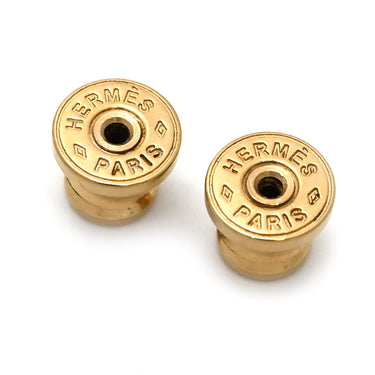エルメス HERMES アミュレット エスケトル ブラウンXゴールド GP バッファローホーン ピアス 馬蹄 鐙