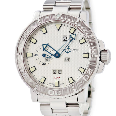 腕時計 ユリスナルダン ULYSSE NARDIN アクア パーペチュアルカレンダー 333-88 自動巻き メンズ シルバー 逆回転防止ベゼル 青針