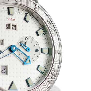 腕時計 ユリスナルダン ULYSSE NARDIN アクア パーペチュアルカレンダー 333-88 自動巻き メンズ シルバー 逆回転防止ベゼル 青針