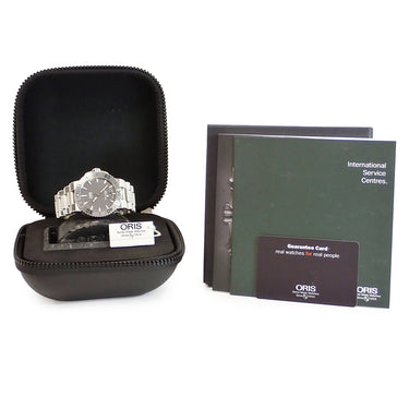 腕時計 オリス ORIS アクイス デイト 01 733 7653 4153-07 8 26 01PEB 自動巻き メンズ OH済 グレー 逆回転防止ベゼル