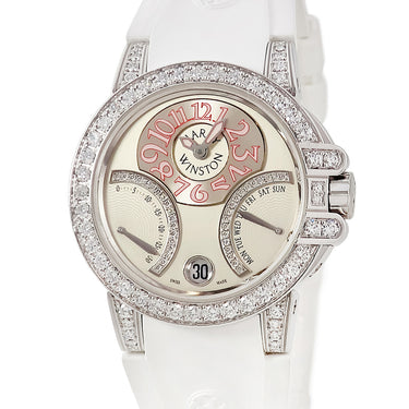 腕時計 ハリーウィンストン Harry Winston オーシャン バイレトロ デイデイト 400-UABI36W 自動巻き レディース K18WG無垢 純正ダイヤ