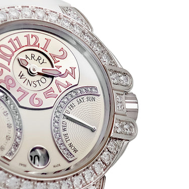腕時計 ハリーウィンストン Harry Winston オーシャン バイレトロ デイデイト 400-UABI36W 自動巻き レディース K18WG無垢 純正ダイヤ