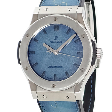 腕時計 ウブロ HUBLOT クラシックフュージョン ベルルッティ スクリット 511.NX.050B.VR.BER16 自動巻き メンズ 青 レザー 限定