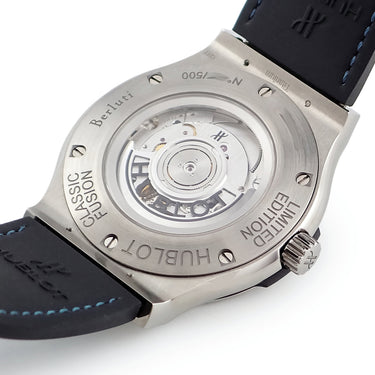 腕時計 ウブロ HUBLOT クラシックフュージョン ベルルッティ スクリット 511.NX.050B.VR.BER16 自動巻き メンズ 青 レザー 限定