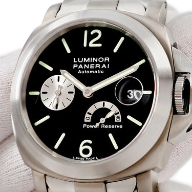 腕時計 パネライ PANERAI ルミノール パワーリザーブ PAM00124 E番 自動巻き メンズ E番 ブラック スモールセコンド デイト