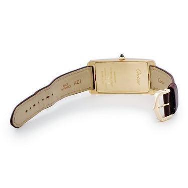 腕時計 カルティエ Cartier タンク サントレ LM WGTA0026 手巻き メンズ K18YG無垢 イエローゴールド 青針 アラビア バー 角型