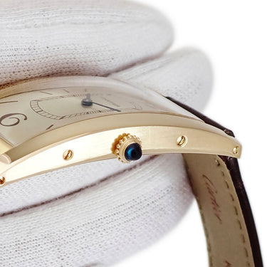 腕時計 カルティエ Cartier タンク サントレ LM WGTA0026 手巻き メンズ K18YG無垢 イエローゴールド 青針 アラビア バー 角型