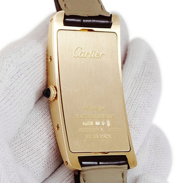腕時計 カルティエ Cartier タンク サントレ LM WGTA0026 手巻き メンズ K18YG無垢 イエローゴールド 青針 アラビア バー 角型