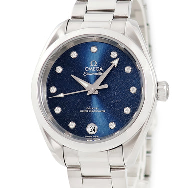 腕時計 オメガ OMEGA シーマスター アクアテラ 150M 220.10.34.20.53.001 自動巻き レディース 純正ダイヤ グロッシー 青 デイト