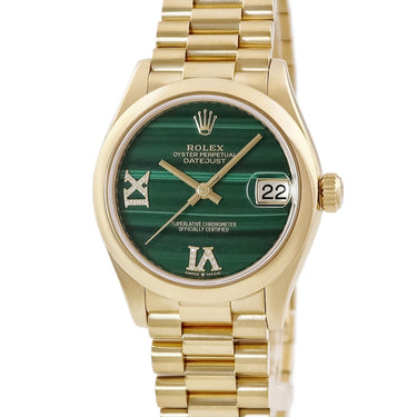 腕時計 ロレックス ROLEX デイトジャスト 31 278248 ランダム番 自動巻き レディース ランダム番 K18YG無垢 純正ダイヤ マラカイト グリーン