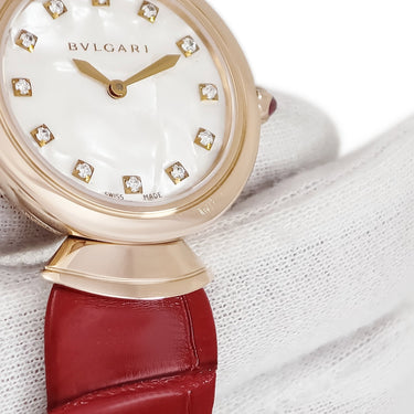 腕時計 ブルガリ BVLGARI ディーヴァ ドリーム 102840 DVP30G クオーツ レディース K18PG無垢 純正ダイヤ ホワイト シェル