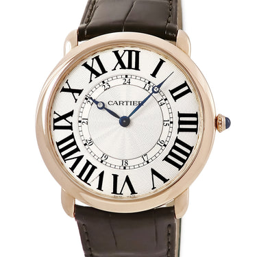腕時計 カルティエ Cartier ロンド ルイ カルティエ XL W6801004 手巻き メンズ K18PG無垢 ローマン 青針 ギョウシェ