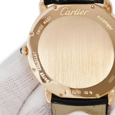 腕時計 カルティエ Cartier ロンド ルイ カルティエ XL W6801004 手巻き メンズ K18PG無垢 ローマン 青針 ギョウシェ