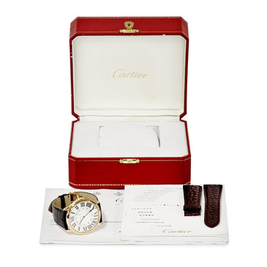 腕時計 カルティエ Cartier ロンド ルイ カルティエ XL W6801004 手巻き メンズ K18PG無垢 ローマン 青針 ギョウシェ