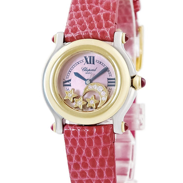 腕時計 ショパール CHOPARD ハッピースポーツ ムーンスター 27/8246-21 クオーツ レディース K18YG×SS 純正ダイヤ ムービング シェル