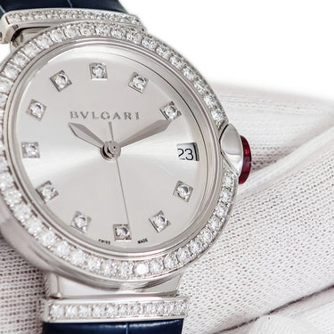 腕時計 ブルガリ BVLGARI ルチェア LVCEA LUW33C6GDLD/11 LUW33G 自動巻き レディース K18WG無垢 純正ダイヤ シルバー デイト