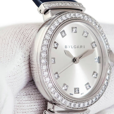 腕時計 ブルガリ BVLGARI ルチェア LVCEA LUW33C6GDLD/11 LUW33G 自動巻き レディース K18WG無垢 純正ダイヤ シルバー デイト