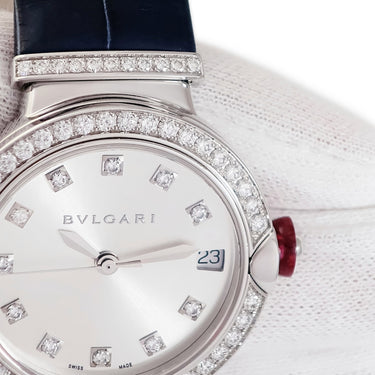 腕時計 ブルガリ BVLGARI ルチェア LVCEA LUW33C6GDLD/11 LUW33G 自動巻き レディース K18WG無垢 純正ダイヤ シルバー デイト