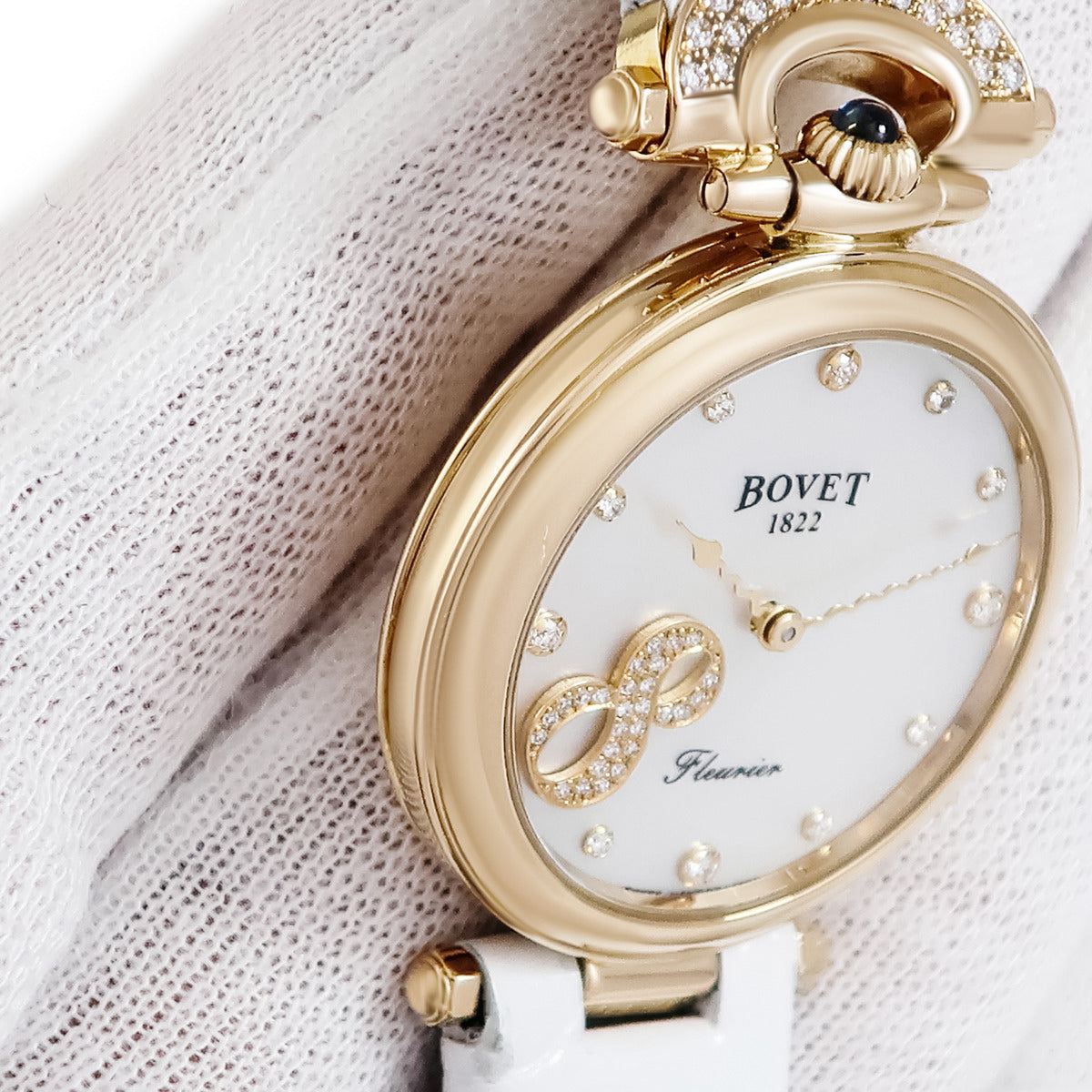 BOVET(ボヴェ) 腕時計 フルリエ D401.1 レディース K18PG/ダイヤベゼル/ラグダイヤ/0.65カラット 白 BOVET（ボヴェ） フルリエ D401.1 K18WG無垢 純正ダイヤ クォーツ