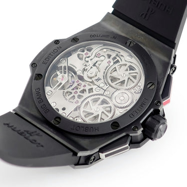 腕時計 ウブロ HUBLOT ビッグバン アラーム リピーター オールブラック リミテッド 403.CI.0140.RX 手巻き メンズ GMT 黒 限定