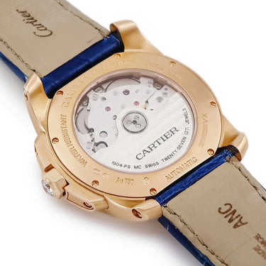 腕時計 カルティエ Cartier カリブル ドゥ カルティエ WF100013 自動巻き メンズ K18PG無垢 純正ダイヤ スモールセコンド デイト 青針