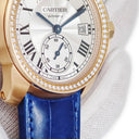 腕時計 カルティエ Cartier カリブル ドゥ カルティエ WF100013 自動巻き メンズ K18PG無垢 純正ダイヤ スモールセコンド デイト 青針