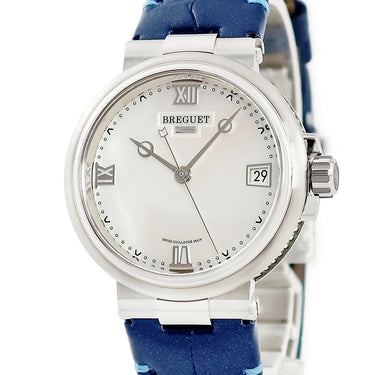 腕時計 ブレゲ BREGUET マリーン レディ 9517ST/5W/984 自動巻き レディース ローマン コインエッジ ホワイト シェル デイト