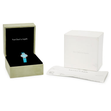 腕時計 ヴァンクリーフアーペル Van Cleef & Arpels ヴィンテージ アルハンブラ 336574 クオーツ レディース メーカーOH済 K18WG無垢 ターコイズ