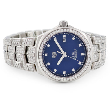 腕時計 タグホイヤー TAG Heuer リンク キャリバー5 フルダイヤモンド 41mm WBC2116.BA0660 自動巻き メンズ ブルー シェル 青 デイト