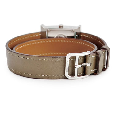 腕時計 エルメス HERMES Hウォッチ PM ドゥブルトゥール HH1.235 W046512WW00 クオーツ レディース 純正ダイヤ ホワイト シェル H型
