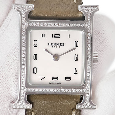 腕時計 エルメス HERMES Hウォッチ PM ドゥブルトゥール HH1.235 W046512WW00 クオーツ レディース 純正ダイヤ ホワイト シェル H型