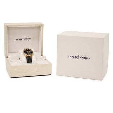 腕時計 ユリスナルダン ULYSSE NARDIN マリーン トルピユール 1182-310 自動巻き メンズ 新品同様 K18RG無垢 ブラック ローマン デイト