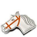 エルメス HERMES カドリージュ ツイリーリング オレンジ×シルバー GP スカーフリング 馬モチーフ