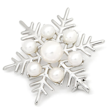 ミキモト MIKIMOTO あこやパール パールホワイト×シルバー シルバー925 パール ブローチ 白 真珠 SV925 AG925 雪 結晶