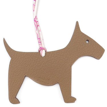 エルメス HERMES プティアッシュ シュナウザー ピンク×ブラウン トゴ シェーブル バッグチャーム 犬 イヌ チャーム petit H