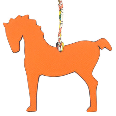 エルメス HERMES プティアッシュ ウマ オレンジ×イエロー ヴォーエプソン トリヨンクレマンス バッグチャーム 馬 petit H