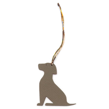 エルメス HERMES プティアッシュ ラブラドール レトリバー エトゥープ×ピンク トゴ シェーブル バッグチャーム 犬 petit H