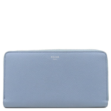 セリーヌ CELINE ラージ ジップウォレット ブルー レザー 長財布 シルバー金具 青 ラウンドファスナー