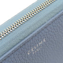 セリーヌ CELINE ラージ ジップウォレット ブルー レザー 長財布 シルバー金具 青 ラウンドファスナー