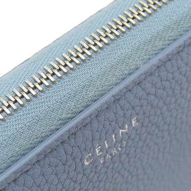セリーヌ CELINE ラージ ジップウォレット ブルー レザー 長財布 シルバー金具 青 ラウンドファスナー