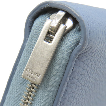 セリーヌ CELINE ラージ ジップウォレット ブルー レザー 長財布 シルバー金具 青 ラウンドファスナー