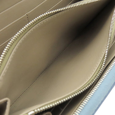 セリーヌ CELINE ラージ ジップウォレット ブルー レザー 長財布 シルバー金具 青 ラウンドファスナー