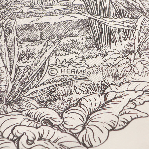 エルメス HERMES カレ90 CARRE ホワイト シルク スカーフ 【Le Jardin