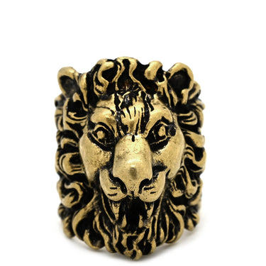 グッチ GUCCI ライオンヘッド 398601 ゴールド GP #15 リング 指輪 ヴィンテージ金具 エイジングゴールド アニマルモチーフ 14号