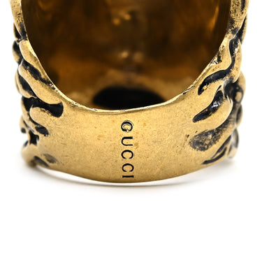 グッチ GUCCI ライオンヘッド 398601 ゴールド GP #15 リング 指輪 ヴィンテージ金具 エイジングゴールド アニマルモチーフ 14号