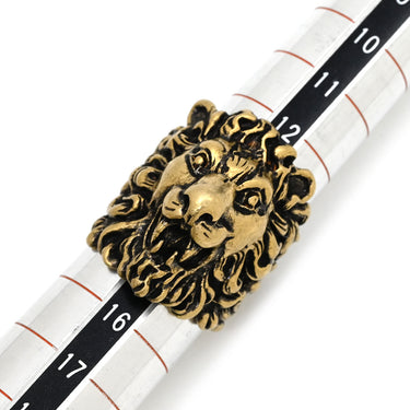 グッチ GUCCI ライオンヘッド 398601 ゴールド GP #15 リング 指輪 ヴィンテージ金具 エイジングゴールド アニマルモチーフ 14号