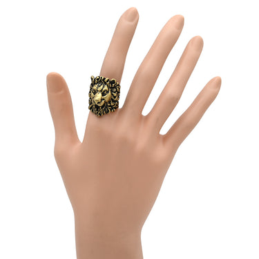 グッチ GUCCI ライオンヘッド 398601 ゴールド GP #15 リング 指輪 ヴィンテージ金具 エイジングゴールド アニマルモチーフ 14号